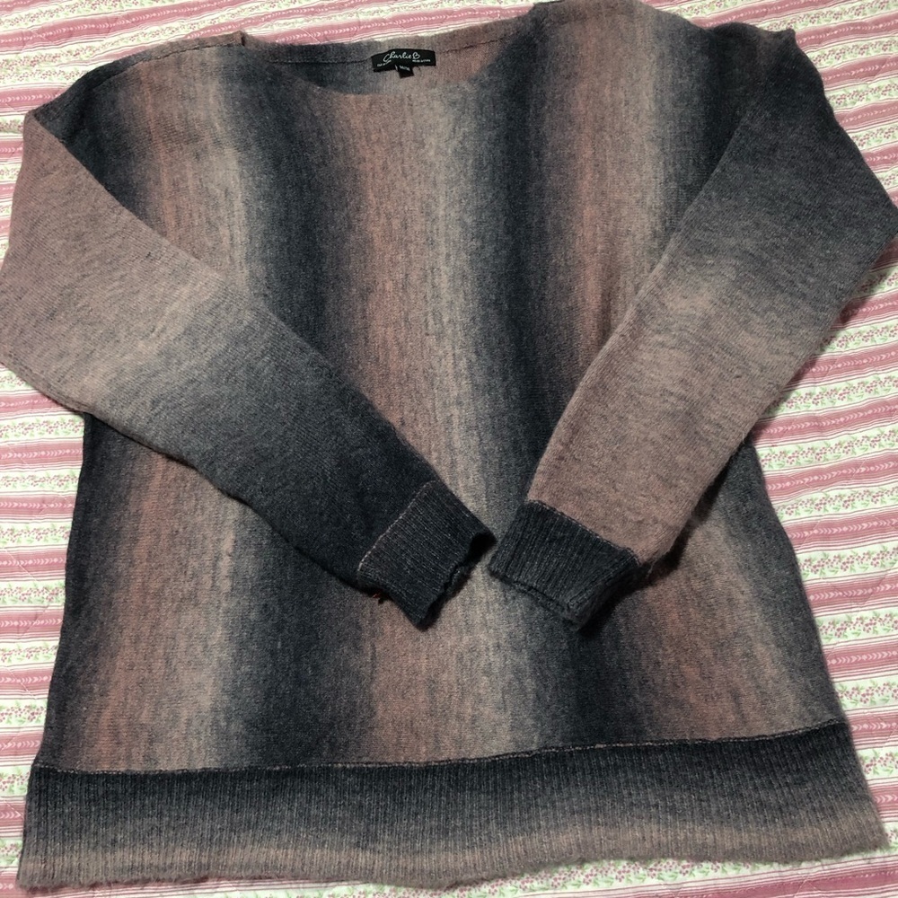 CHARLIE B Pink and Gray Knit Top